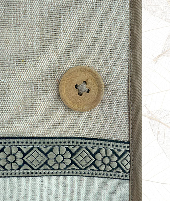 Jute-Cotton File Folder with Lace and Button Closure