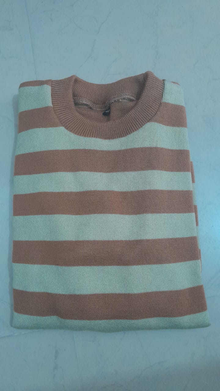 Woolen Full Sleeve Sweater with Lining Pattern
