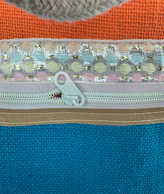 Jute Tiffin Bag With Front Zipper Pocket