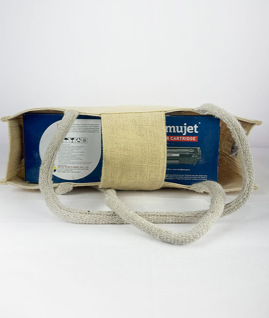 Aipan Print Jute Carry Bag Without Zipper Closure