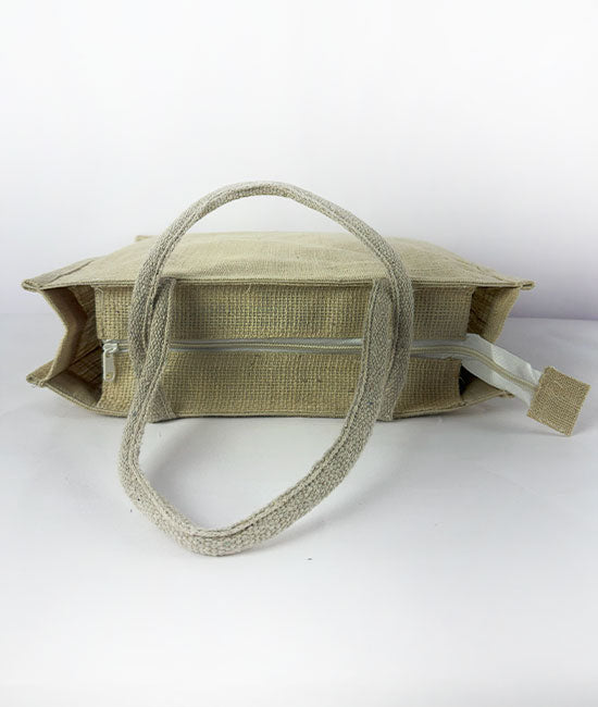 Jute Carry Bag with Tweed Patti