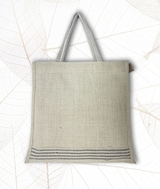 Jute Carry Bag with Tweed Patti