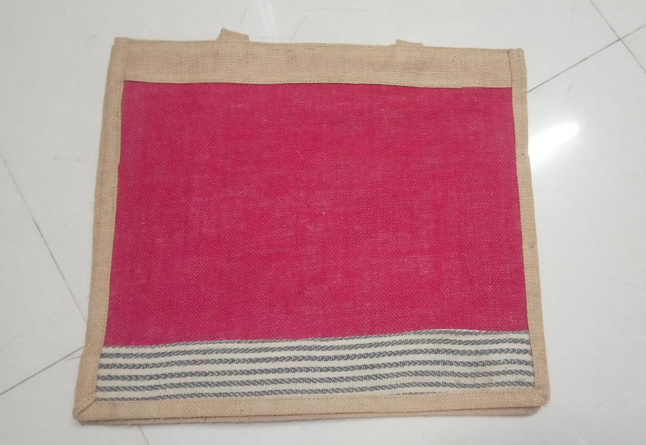 Jute Carry Bag with Tweed Patti