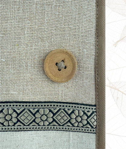 Jute-Cotton File Folder with Lace and Button Closure