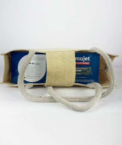 Aipan Print Jute Carry Bag Without Zipper Closure