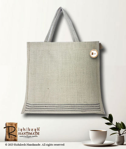 Jute Carry Bag with Tweed Patti