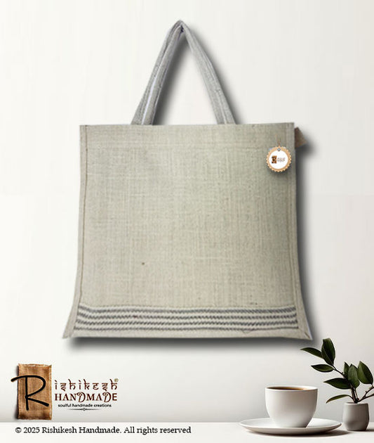 Jute Carry Bag with Tweed Patti
