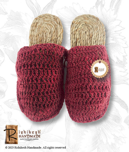 Jute Slipper With Woolen Top
