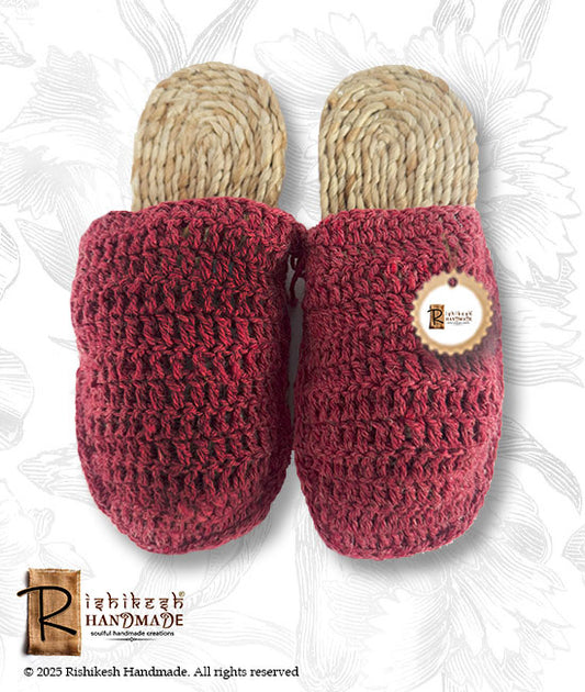 Jute Slipper With Woolen Top